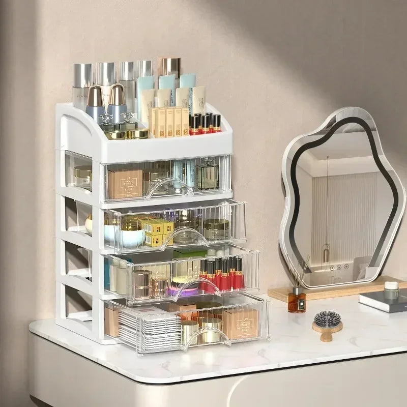 5 Layer Makeup Storage Box Drawer Style Cosmetics Organizer for Dressing Table Office Desk Transparent Cabinet Multi-Purpose