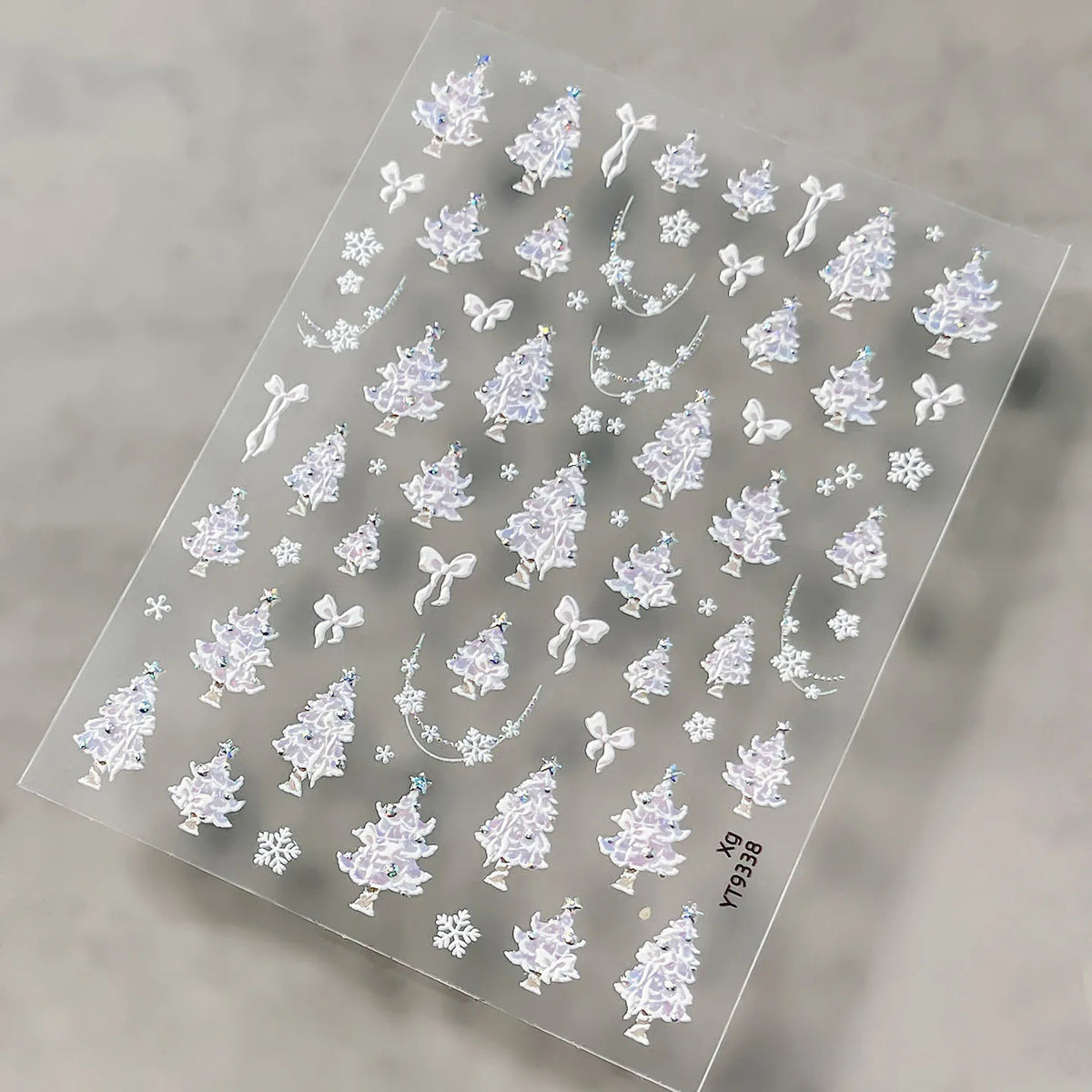 2026 New 5D Embossed Garland/Christmas Tree Nail Stickers White Snowflakes Bow Star Nail Decals Self-Adhesive Xmas Nail Decor