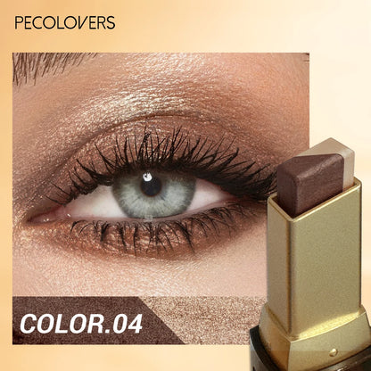 1Pc Dual-Color Eyeshadow Stick, Blendable Eye Color For Daily Makeup, Brown And Pink, Cosmetic Eye Makeup Product