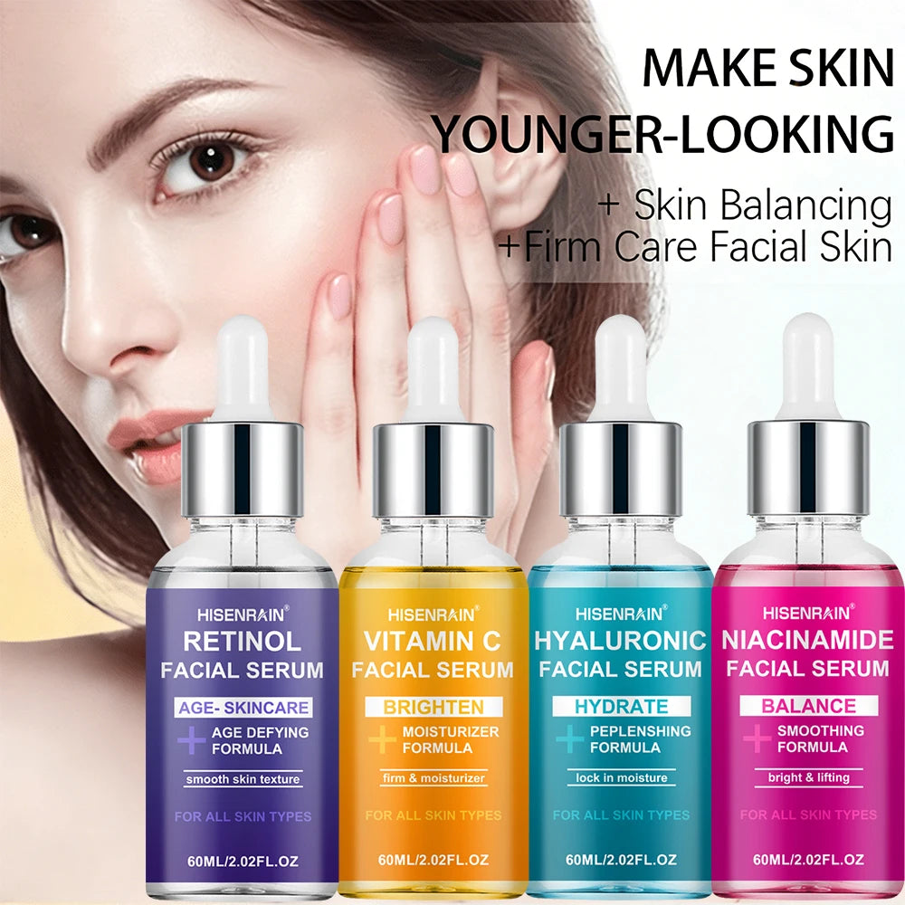 HISENRAIN Luxury Moisturizing Essence 4-Piece Set - Premium Skincare Gift for Holiday Seasons, Radiant & Hydrated Skin.