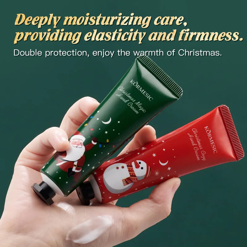 6PCS/Box Christmas gift box, lip balm hand Foot cream set, deeply hydrating lip moisturizer, lip color brighten, gift to women