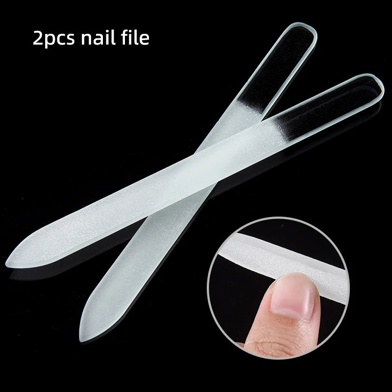 Clear Glass Nail File Buffing Grit Sanding Polishing Grinding Manicure Nail Art Tools Set Professional Glass Nano Nail Saw