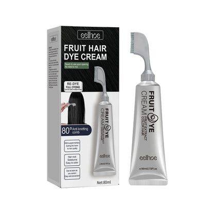 Fruit and Vegetable Hair Cream, Naturally Gentle, Long-Lasting, Does Not Damage Scalp or Hair, Easy to Color, Black Hair Cr