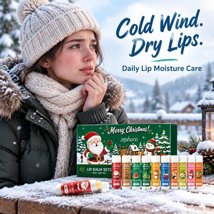 Christmas Lip Balm Gift Set 10 Pack Multi Flavor Lip Care Nourishing Moisturizing Balm Holiday Gifts for Women Friends Family