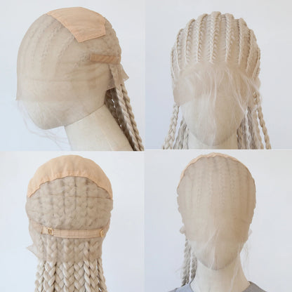 Black Braided Wigs Synthetic Full Lace Wig Glueless Full Lace Synthetic Wig Heat Resistant Fiber Wig for Women Daily Wear