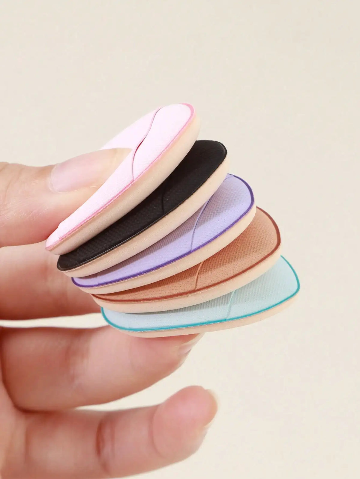 6 Pcs Purple Teardrop Makeup Puff Double Sided Cushion Puff With Storage Box Wet Dry Cosmetic Foundation Sponge