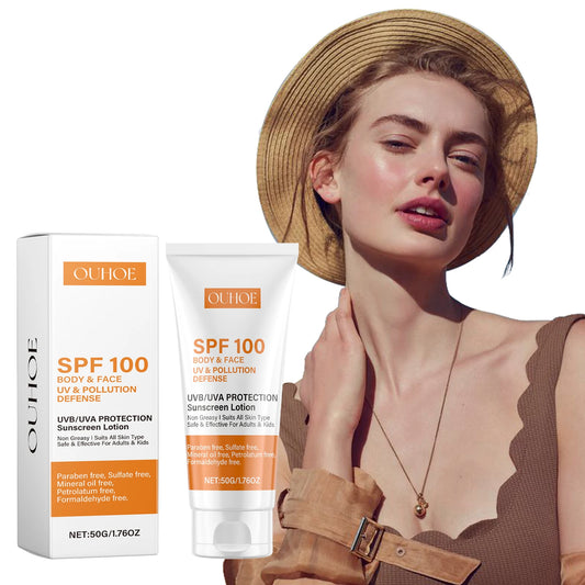 Face & Body Sunscreen Non-Greasy SPF 100+ Facial Sunblock UVA & UVB Protection Sunblocking Cream Anti Aging for Summer Beach