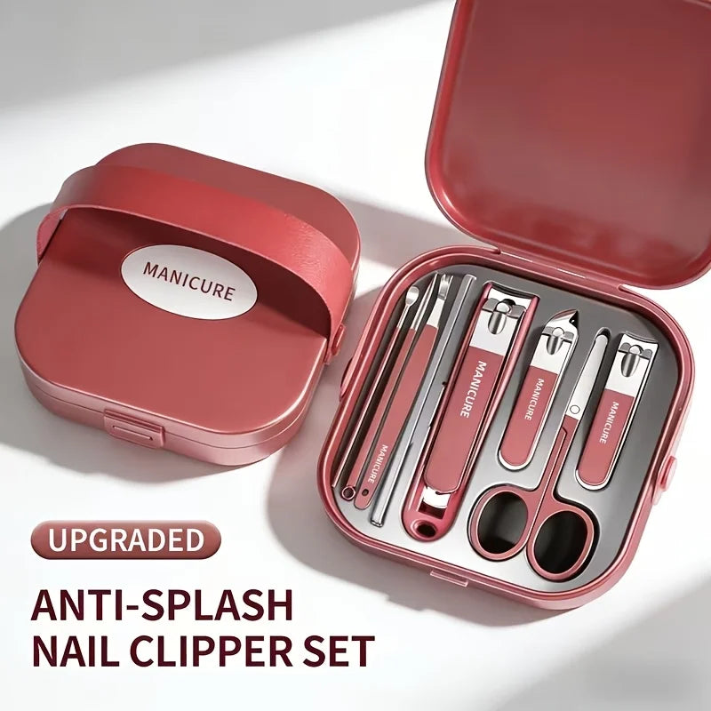 6pcs/8pcs Stainless Steel Professional Nail Care Kit | Includes Nail Clippers and Manicure Tools Portable Storage Box Ideal Gits