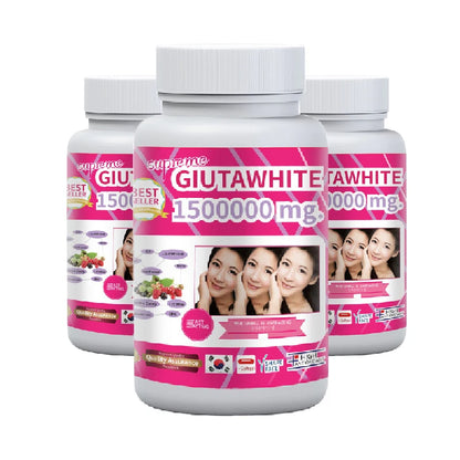 GLUTA WHITE 1500000MG Glutathione Skin Whitening Supplement, Anti Aging, Dark Spots, Melasma & Acne Scar Remover, 30 Softgel