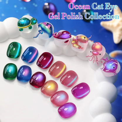 Elegant HL Reflective Cat Eye Gel Nail Polish Set A Magnetic Gel Polish That Delivers a Mesmerizing Cat Eye Effect, Easy So