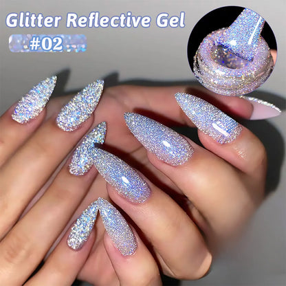 ZH 1-4Pcs 12ML Pink Blue White Green Color Series Ladybug Glitter Gel Nail Polish, Popular Yun Brocade Diamond Gel Polish