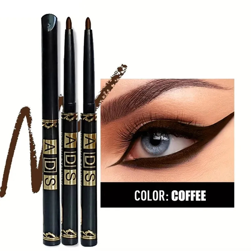 1/3Pcs Waterproof and Sweat-Proof Black Matte Eyeliner Pencil Long-Lasting Smudge-Proof Eye liner Suitable for Heavy Eyes Makeup