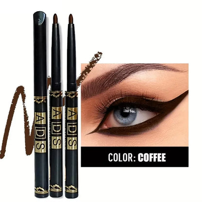 1/3Pcs Waterproof and Sweat-Proof Black Matte Eyeliner Pencil Long-Lasting Smudge-Proof Eye liner Suitable for Heavy Eyes Makeup