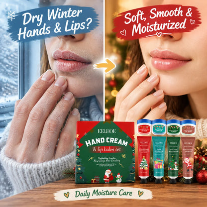 Christmas 8 Pcs Hand Cream and Lip Balm Gift Set Fruit Scented Moisturizing Nourishing Skincare for Women Travel Size 8 Pieces