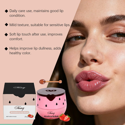 Lip Sleep Mask Night Sleep Moisturizing Lip Gloss Bleach Cream Exfoliating Fade Lip Lines Strawberry Honey Nourishing Lip Care