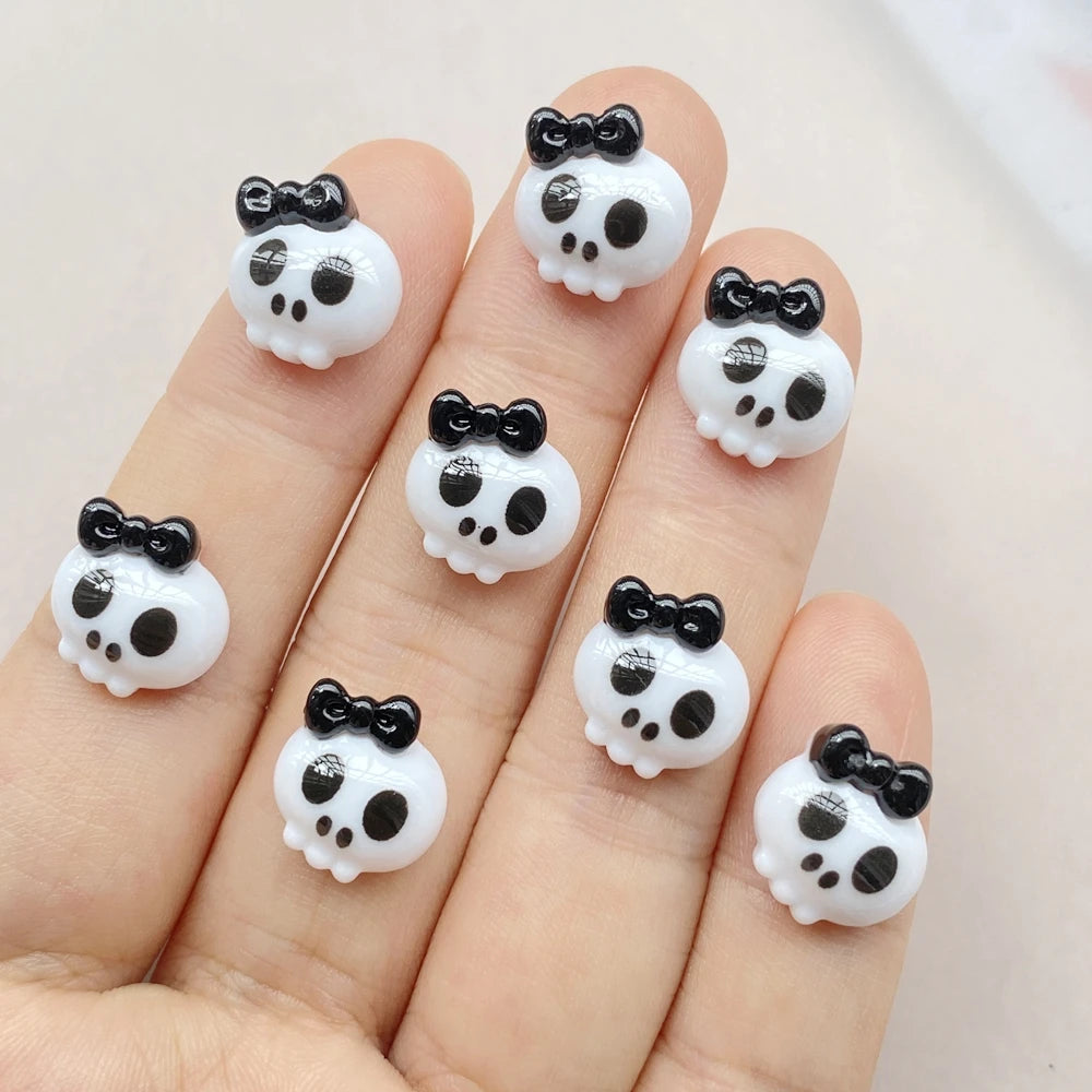 20Pcs Cute Cartoon Halloween cat, pumpkin, bat Nail Art Resin Designer Charms DIY Craft For Nail 3D Decorations Jewelry