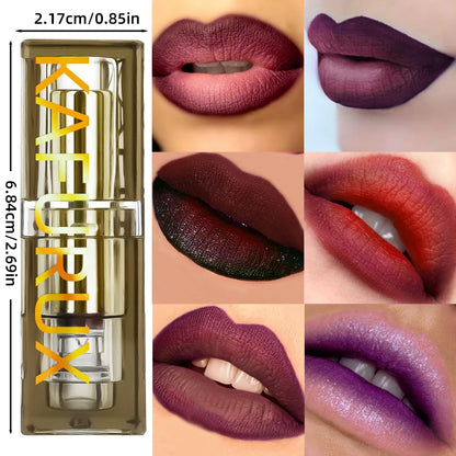 Two Tone Glitter & Matte Lipstick Purple Black Lip Stick Discolocration Sexy Red Rose Moisturizing Lip Makeup Lip Tint Lip Glos