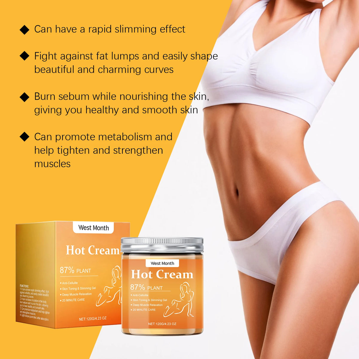 Fat Burner Weight Loss Cream Anti Cellulite Shaping Sculpting Firming Arms Belly Abdomen Thigh Legs Full Body Massager Hot Cream