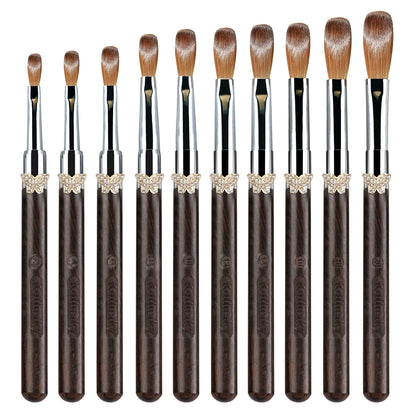 100% Kolinsky Acrylic Brush UV Gel Carving Nail Brush Purple Sandalwool Handle Zircon Butterfly Manicuring Nail Tools Size 2-20