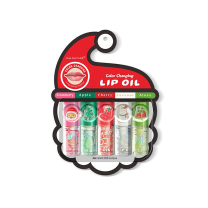 Christmas lip gloss gift box, long-lasting moisturizing and color changing lip oil, high gloss effect lip gloss 5- pieces