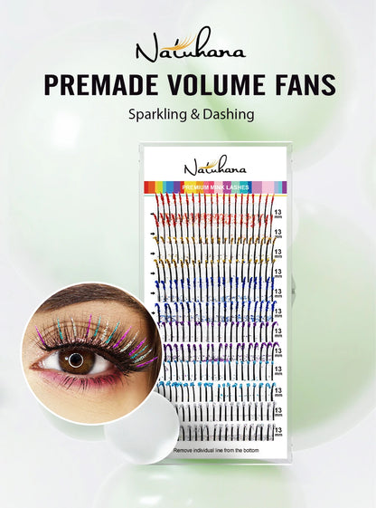 NATUHANA Glitter Shiny Colorful False Eyelash Extension DIY Mix Color Lashes Christmas Cosplay Party
