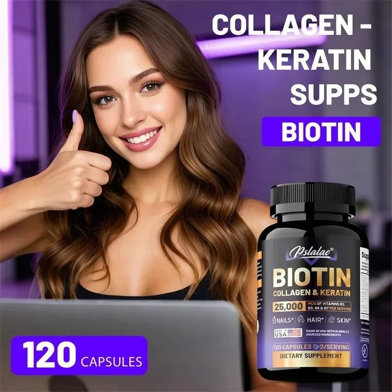 Biotin Collagen Keratin Supplement - Supports Hair & Skin Health, Promotes Collagen Synthesis, Anti-oxidation, Improves EnergySu