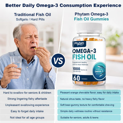 Omega 3 Fish Oil Gummies Support Brain & Nervous System Health, Cardiovascular & Skin Health, Antioxidant & Anti-Inflammation