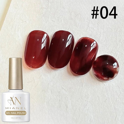10ML 1-9pcs Hot Selling Water Blurred Clear Brown Nails Jelly Nail Polish Whitening Leopard Nails Black Green Nails