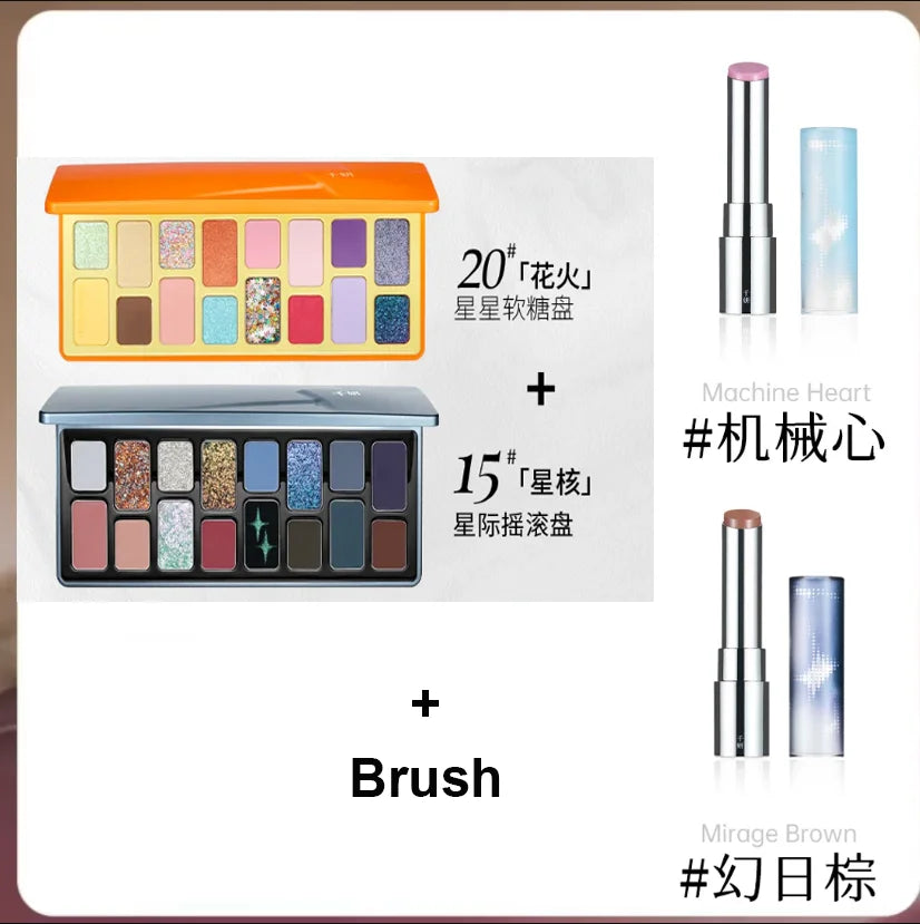Chéeryep Makeup Set Glitter Eye Shadow Palette Lip Stick Moisturize Lip Balm Mirror 6Pcs Set Qianyan Kits For Women All in One
