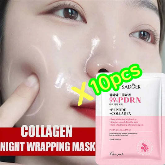 PDRN Collagen Masks Anti Wrinkle Fade Fine Lines Moisturize Brightening Glass Glow Skin Elasticity SkinCare Korean Cosmetics