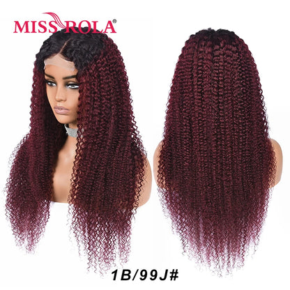 Miss Rola Brazilian Human Hair Curly Wigs 180% Density 4x4 Lace Closure Wig Kinky Curly Hair Wig Remy Pre Plucked With Baby Hair