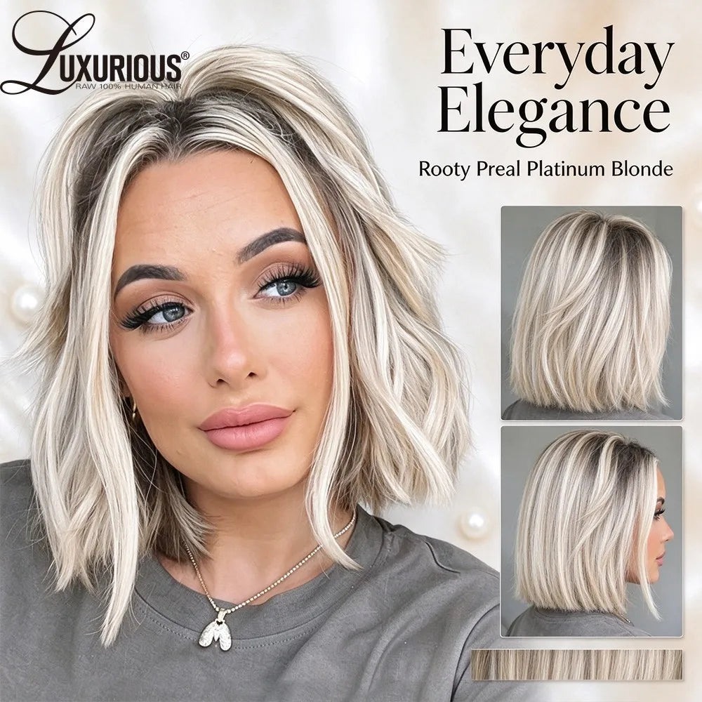 Luxurious Glueless Short Bob Human Hair Wig 5x7 Closure Transparent Lace Wigs For Women 13x4 Lace Front Platinum Blonde Bob Wig