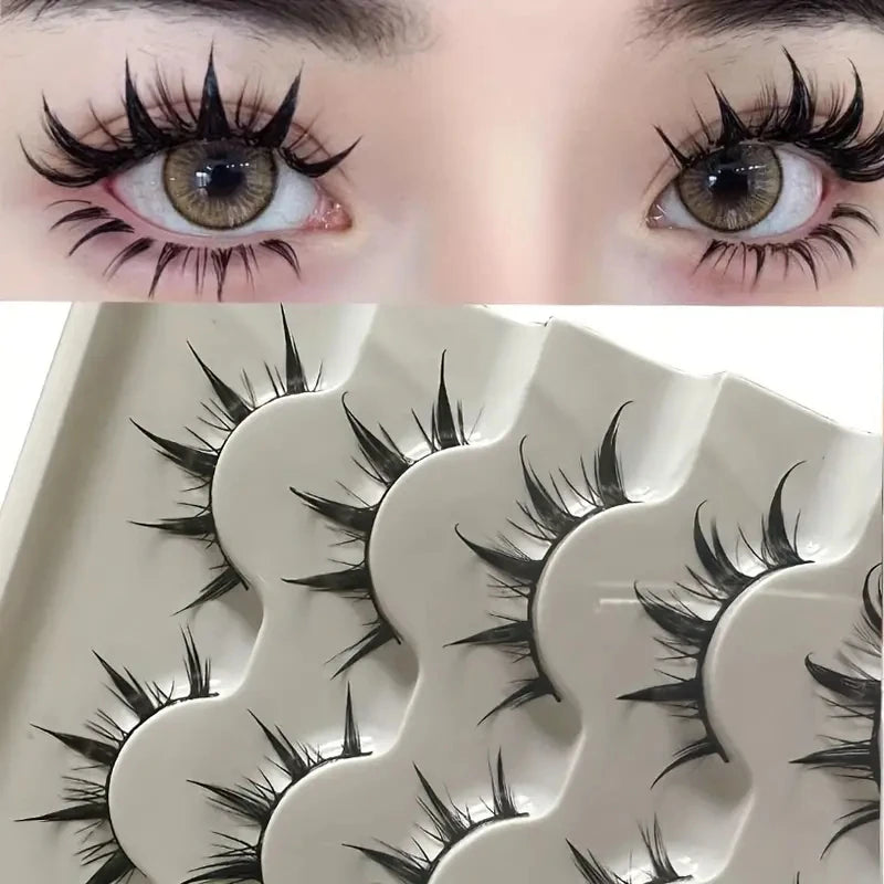 Anime Style False Eyelashes, Dramatic Demon Cartoon Design, Reusable D-Curve Lashes, Perfect for Anime Fans & Daily Wear