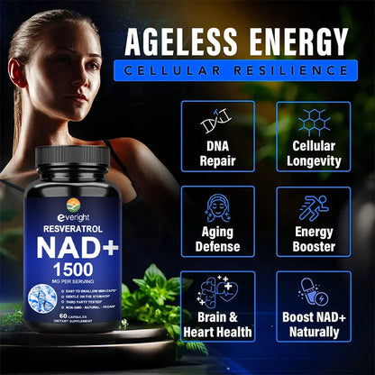 NAD+ Supplements - Anti-Aging Cell Booster, Supports Natural Energy - NAD+ Booster, Immune Suppor t& Promotes Blood Circulation