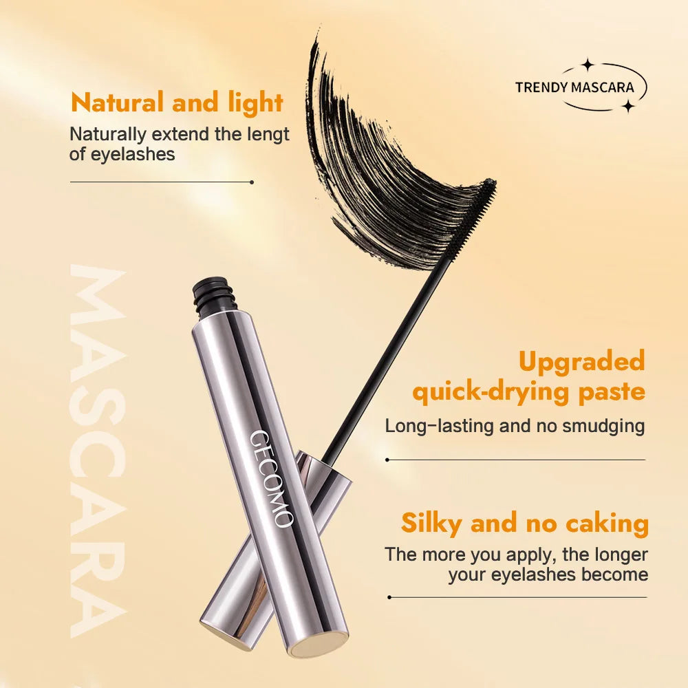 GECOMO slim three-dimensional mascara, each eyelash is clearly curled and does not smudge, long-lasting eyelash primer