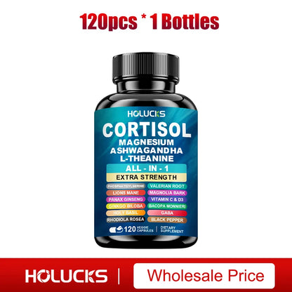 Buy 1 Get 1 Free! Premium Cortisol Capsules, Support Balances Hormones, Reduces Hot Flashes & Promotes Restful Sleep, Non-GMO