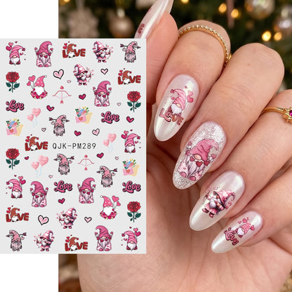 4pcs Cartoon Christmas Nail Art Stickers 3D Santa Penguin Star Reindeer Snowflake Nail Decals, DIY Nail Decorations Y2K Style