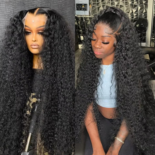38Inch Deep Wave Frontal Wig Transparent 13x4 13x6 HD Lace Frontal Human Hair Wigs Curly Human Hair Lace Frontal Wigs For Women