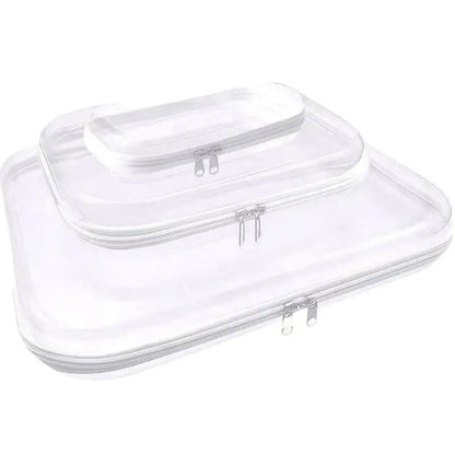 Zippered Hard Pouch Clear Stackable Travel Storage Organizer Cosmetic Bags Makeup Case