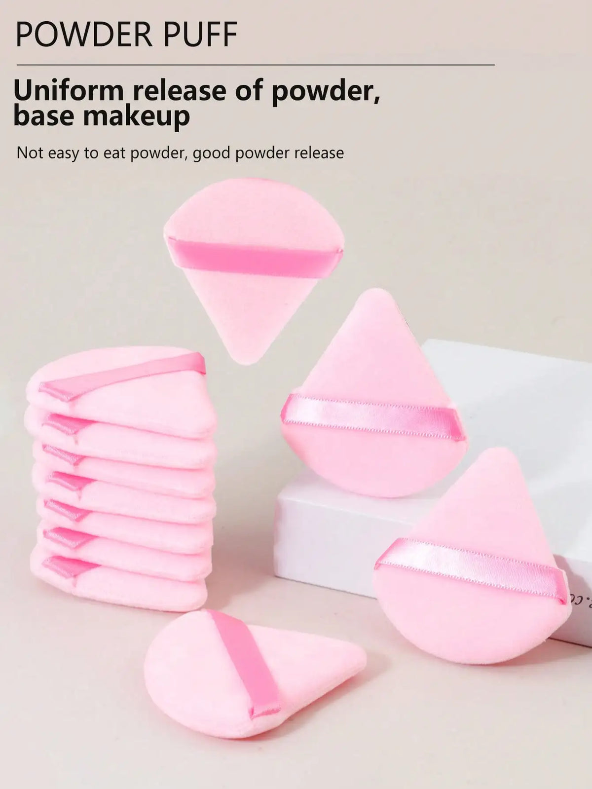 10 Pcs Triangle Velvet Powder Puff Pizza Flours Mini Face Makeup Sponge Cosmetics Washable Lightweight Makeup Tool