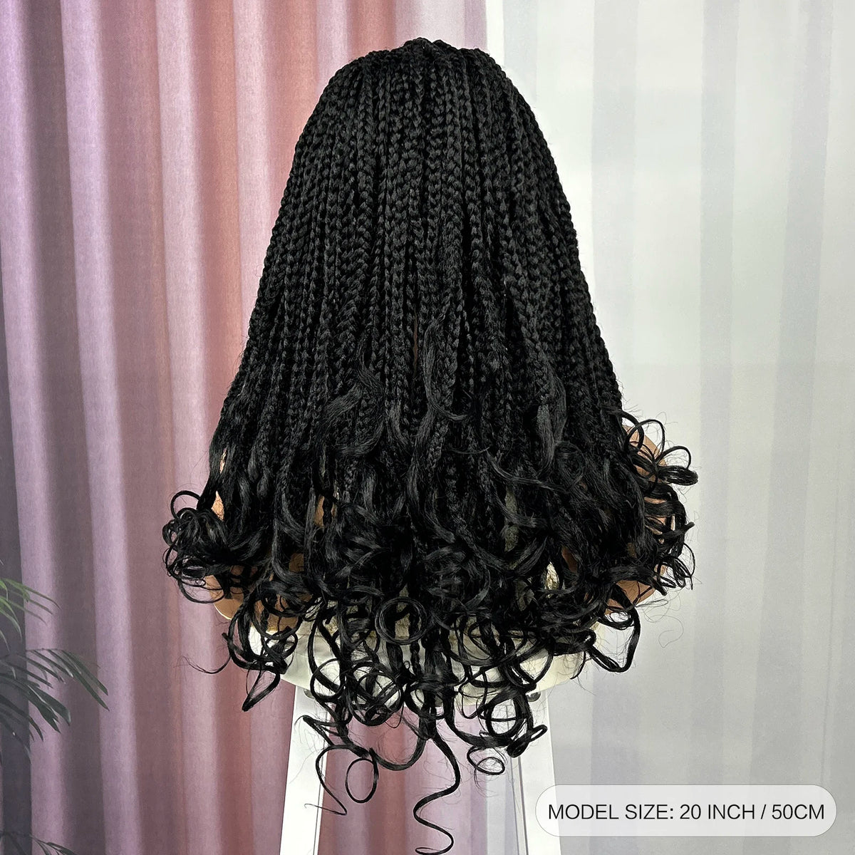 Knotless Box Braided Wig with Wavy Ends Synthetic Lace Frontal 1B-30 Dark Ombre Braided Lace Wig with Baby Hair for Black Women