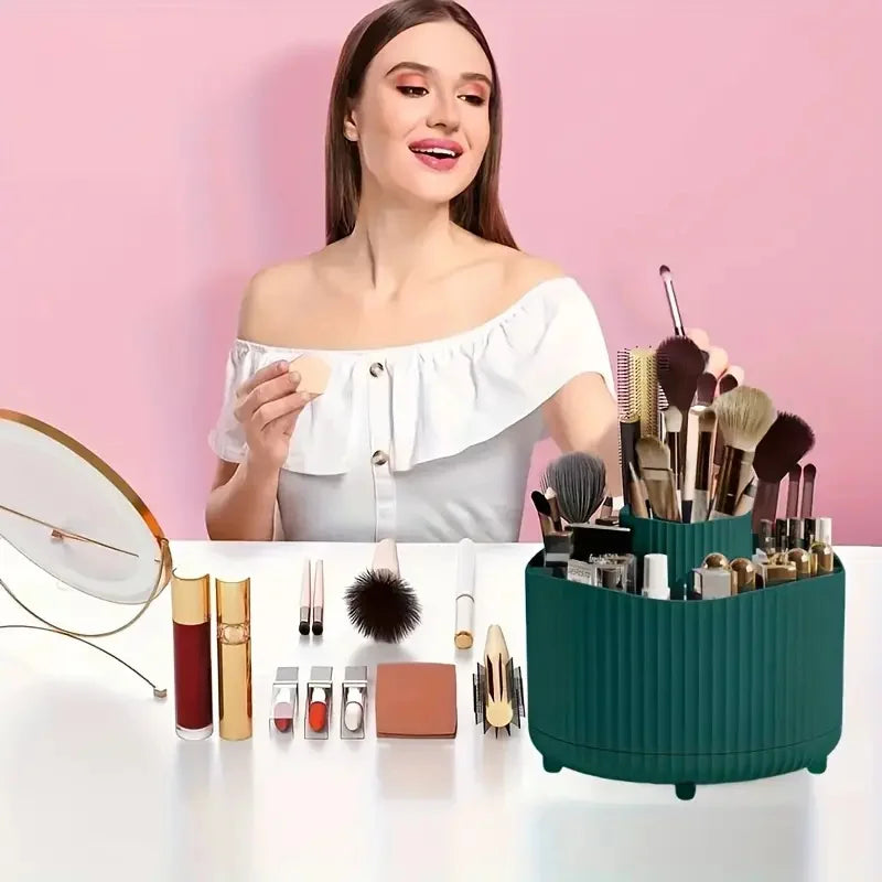 360° Rotating Makeup Brush Holder Cosmetic Brush Holder Large Capacity Lipstick Eyebrow Makeup Brush Holder Jewelry Container