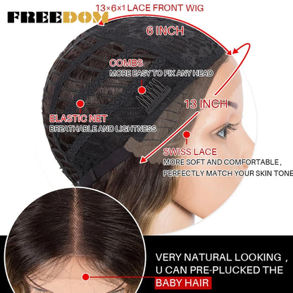 FREEDOM Synthetic Lace Front Wigs For Women Easy Wear Long Curly Wavy Ombre Blonde Ginger Lace Wigs Heat Resistant Cosplay Wigs