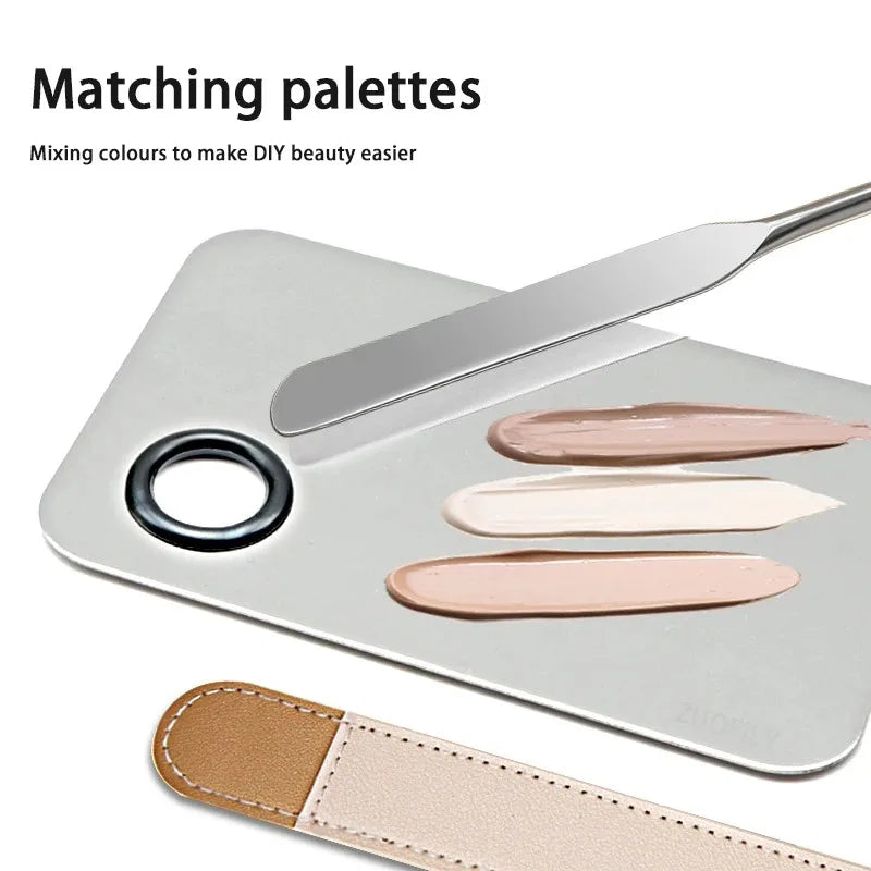 Stainless Steel Makeup Foundation Spatula Mixing Stick Powder Base Cream Mixing Tools Cosmetic Nail Gel Stirring Toner Plate Kit