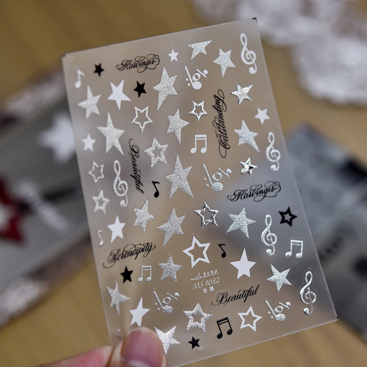 Luxury Winter Silver Crystal Christmas Nail Stickers Bow Star Pattern Nails 3D Decoration 3D Self Adhesive Nail Art Sticker DIY