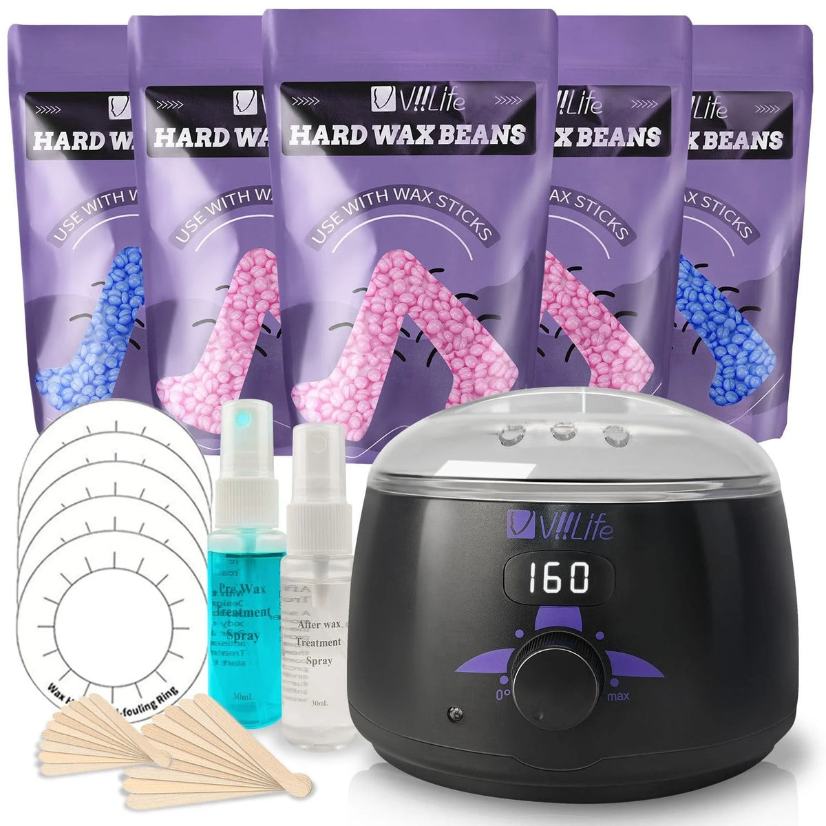 Waxing Kit for Women Beginner Friendly - Complete Wax Kit That Includes 50g*5 of Wax Beads, Applicator, Pre and Post Care Easy T