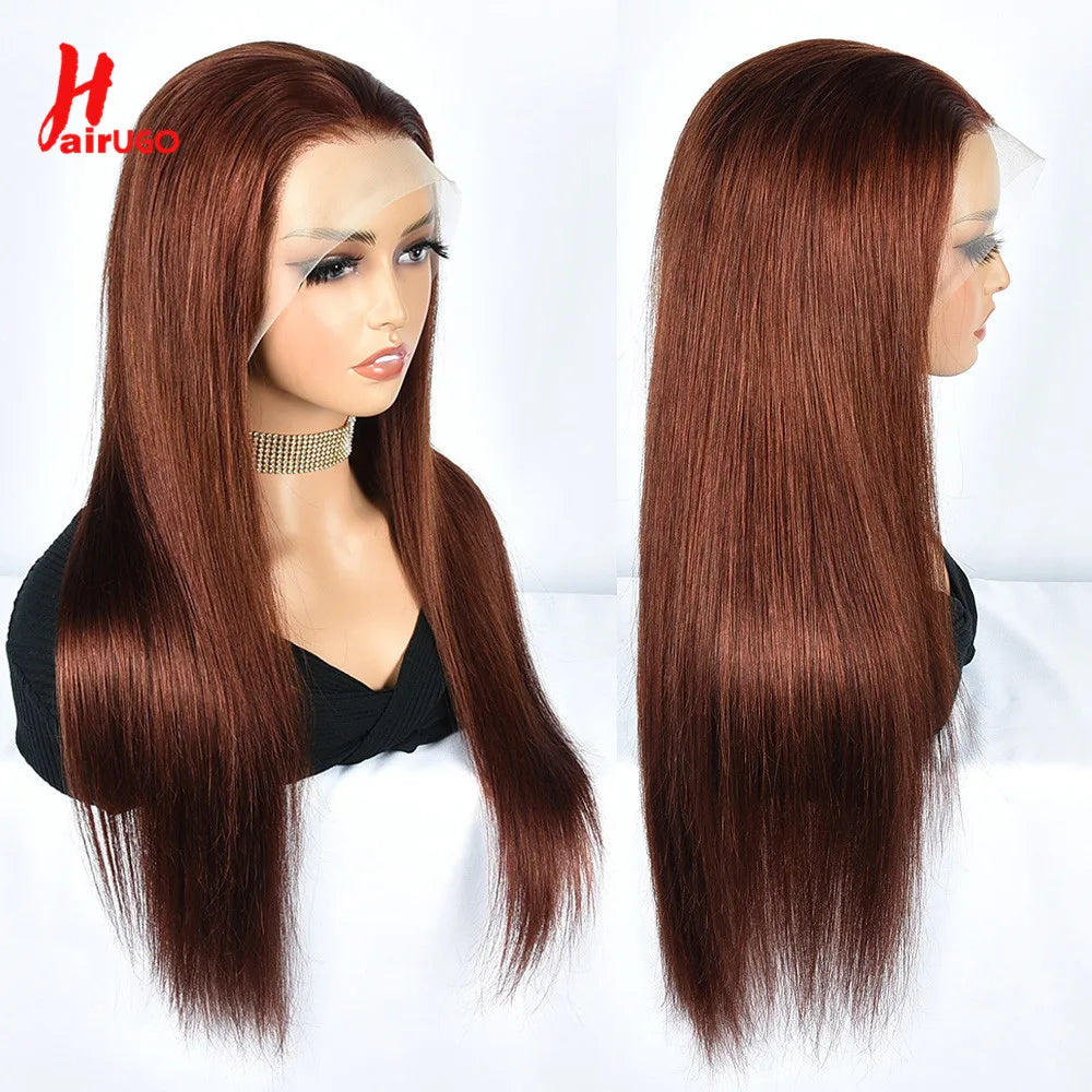 #4 Straight 4x4 Lace Closure Wigs Human Hair Brown Lace Front Human Hair Wigs Remy Chocolate Lace Frontal Wigs For Woman HairUGo
