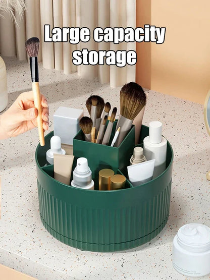 360 Degree Rotating Cosmetic Storage Organizer, Makeup Brush Lipstick Eye Shadow Pen Holder Desktop Shelf for Dresser Vanity