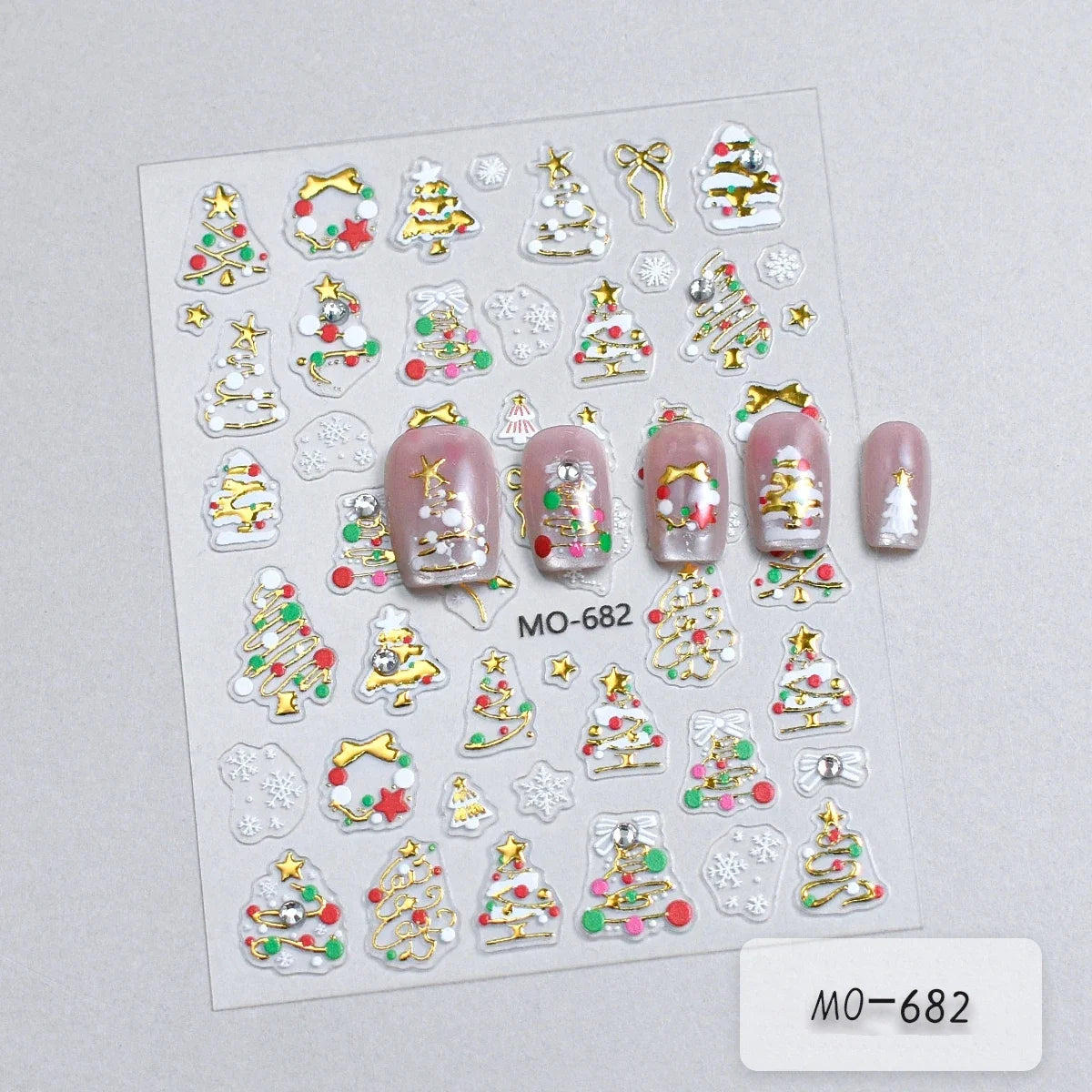 2 to 12 Sheets 5D Gold Silver Christmas Nail Decals Crystal Rhinestone Snowflake Xmas Tree Self Adhesive Nail Art Stickers