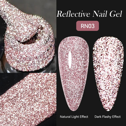 LILYCUTE 7ML Champagne Gold Reflective Glitter Gel Nail Polish Superflash Colorful Sparkling Effect For Manicure Nail Art UV Gel